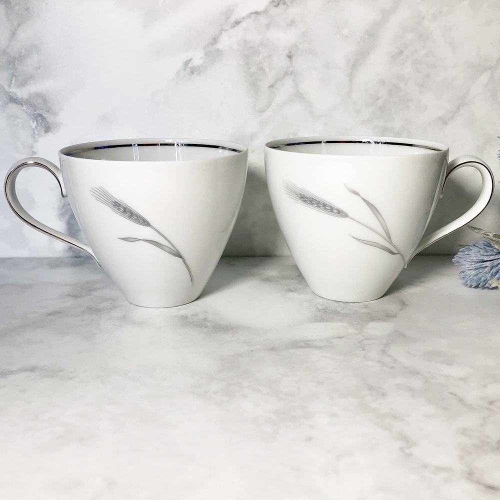 Vintage Johann Haviland Bavaria Germany Set of Two Wheat Pattern Teacups